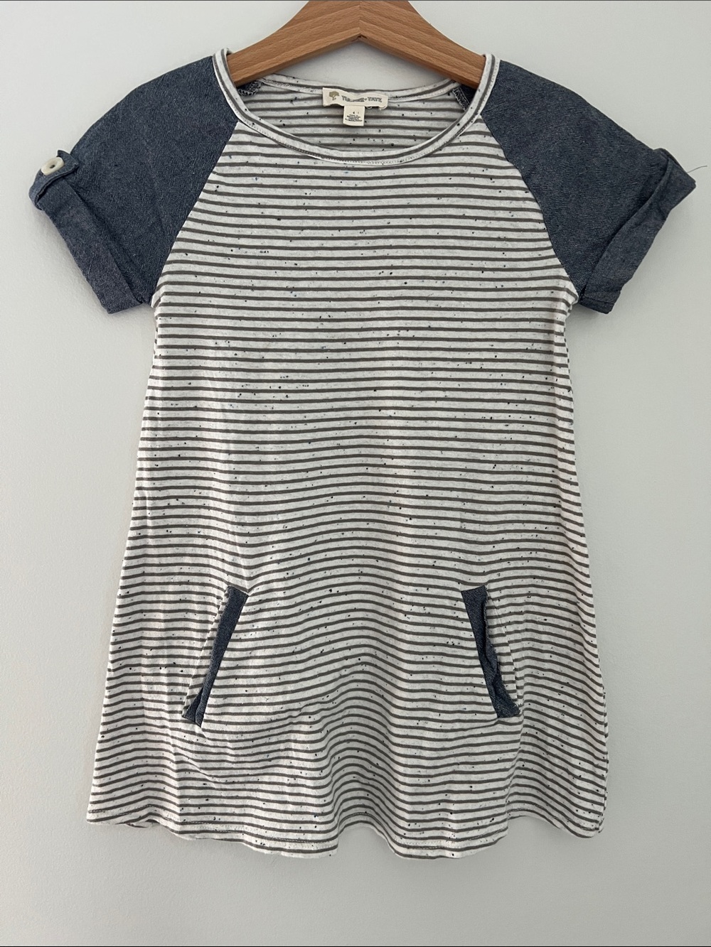 Tucker + Tate White and Navy Stripe Raglan Pocket Dress